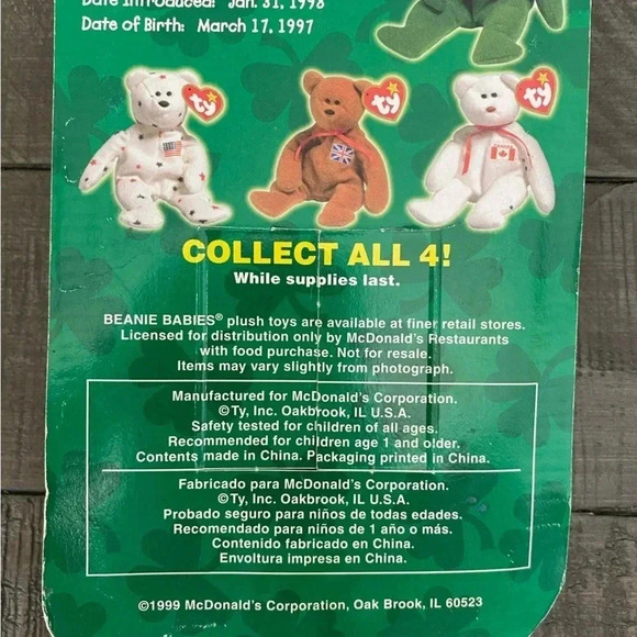 Rare TY McDonald’s Teenie Beanie Baby Mini Erin the Bear with tag errors - Picture 5 of 6